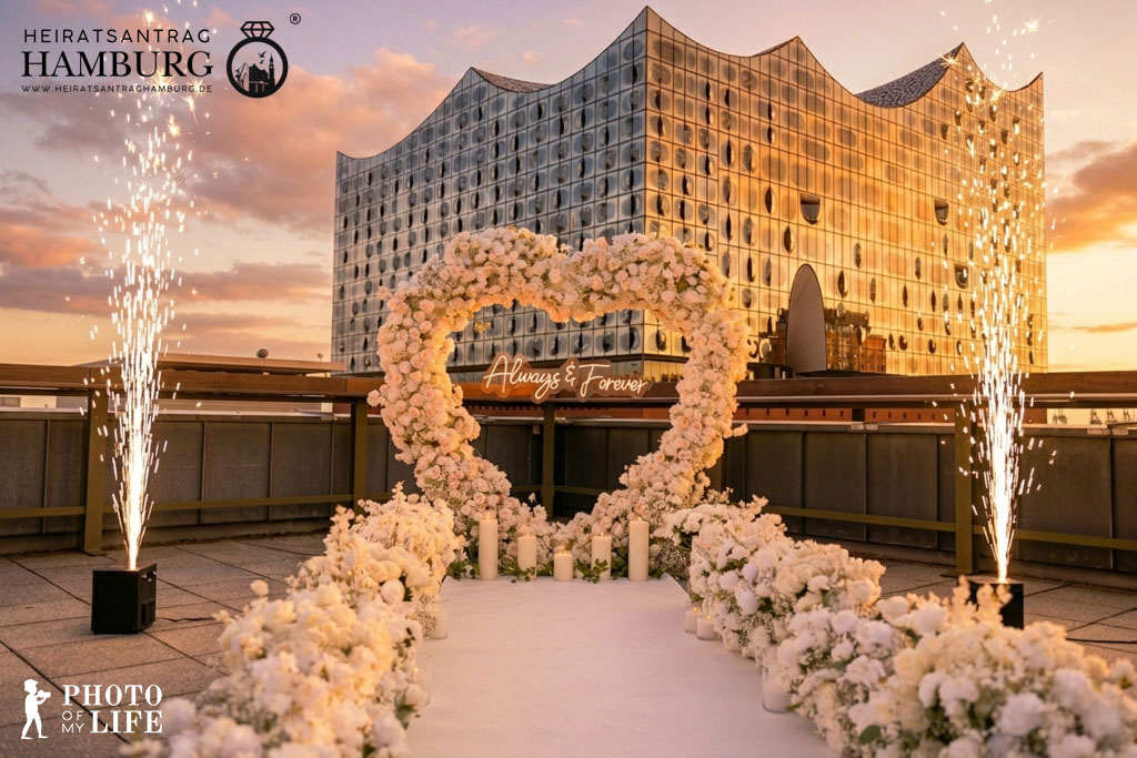 Entdecke die besten Orte für einen Heiratsantrag in Hamburg. Von Elbstrand bis Alster und Dachterrassen. Finde die perfekte Location.